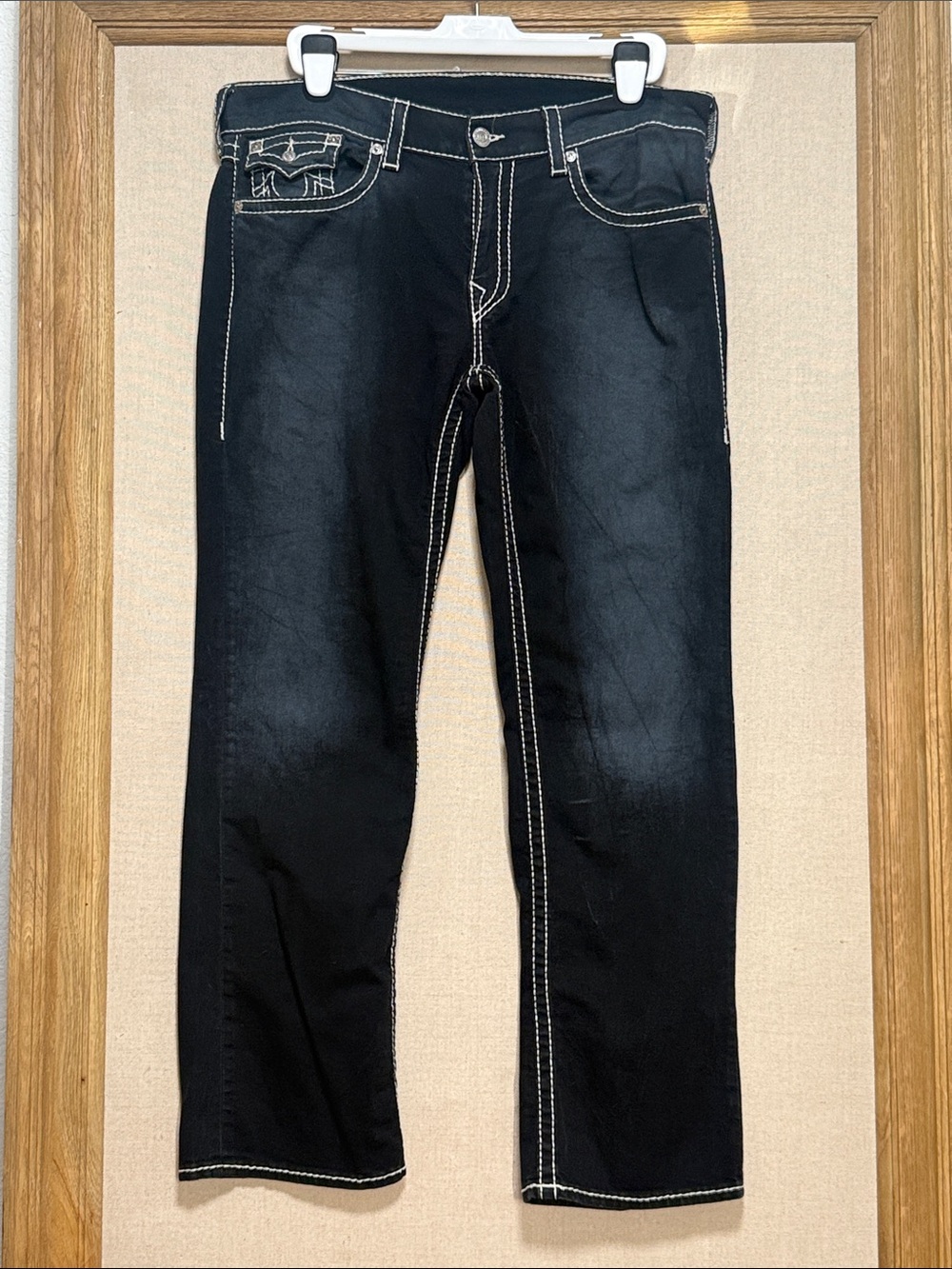 True Religion Straight Flap Natural Big Black men's Jeans Size 38